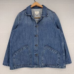J. Crew Indigo Blue Denim Swing Chore Jacket Lightweight Spring Workwear